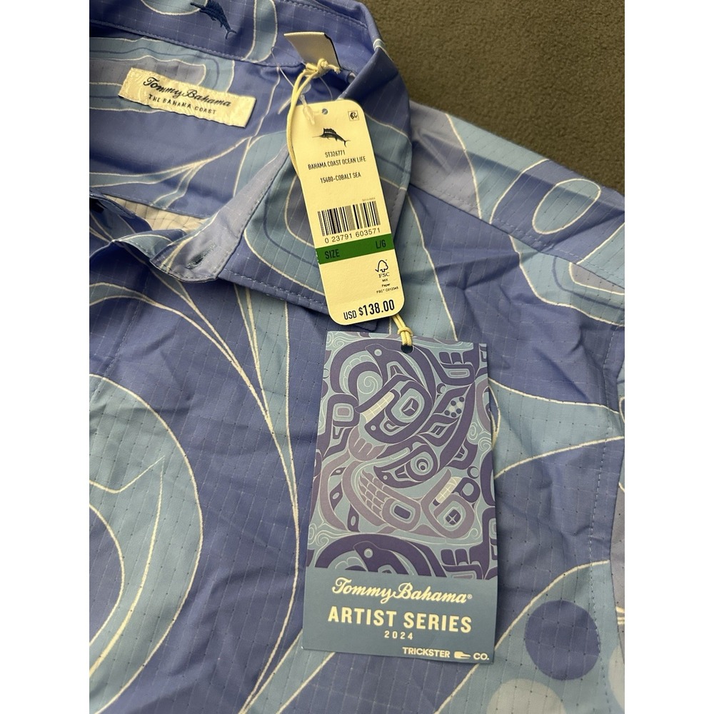 Tommy Bahama 2024 Artist Series Ocean Life by Chrystal Worl trickster Co Men's L - Picture 2 of 10